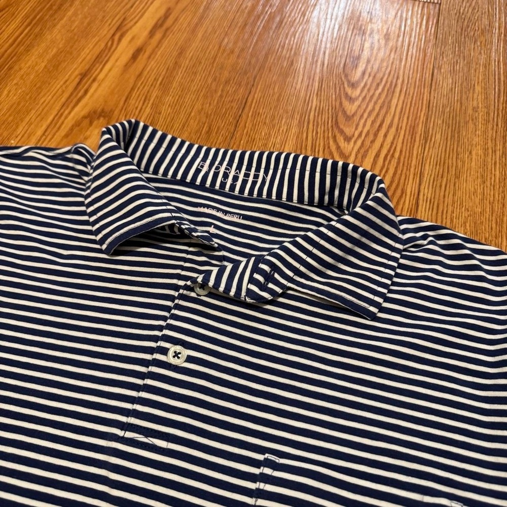 B Draddy Men's Polo Shirt Large Striped Golf Blue Preppy Country Club